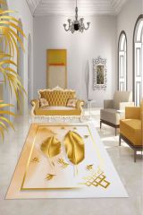 Dot Taban- Gold Tüy Desenli Yaprak Motifli Salon Halısı