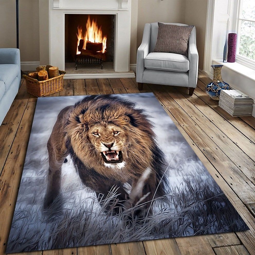 Dot Taban- 3D Yırtıcı Aslan Desenli Salon Halısı