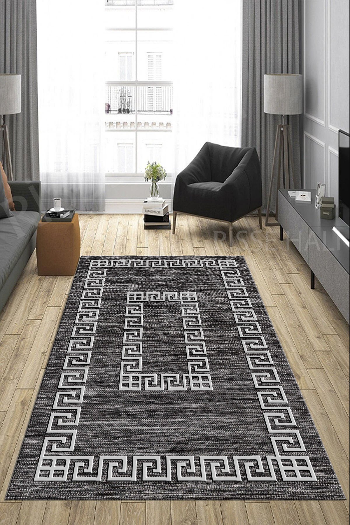 Dot Taban- Decozade Kaydırmaz Antrasit Gri Makinede yıkanır leke tutmaz Salon Halısı
