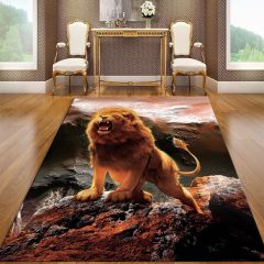 Dot Taban- 3D Kükreyen Aslan Desenli Salon Halısı