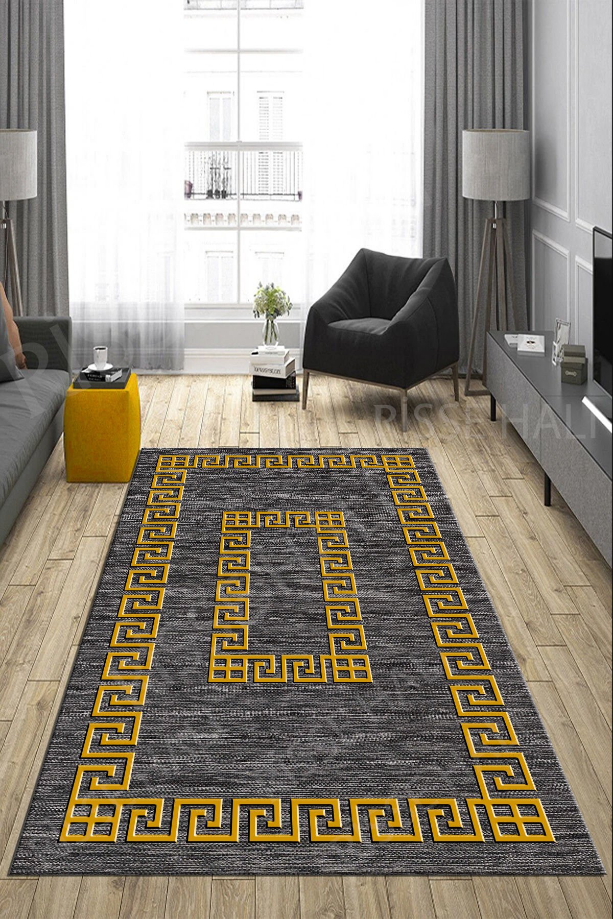 Dot Taban- Decozade Kaydırmaz Gold Gri Makinede yıkanır leke tutmaz Salon Halısı