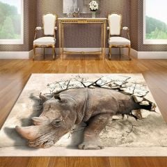 Dot Taban- 3D Gergedan Desenli Salon Halısı
