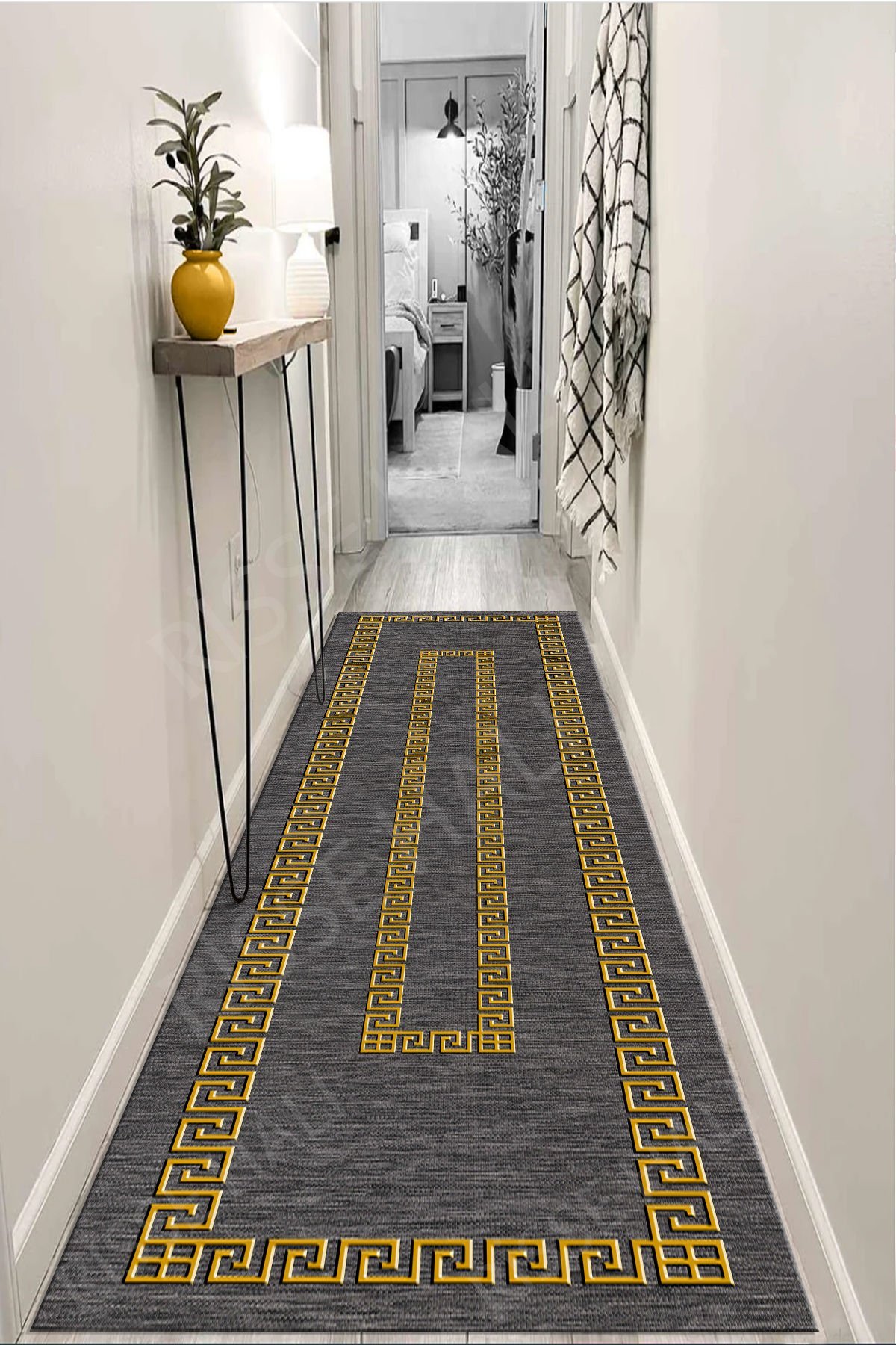 Dot Taban-  Decozade Kaydırmaz Gold Gri Makinede yıkanır leke tutmaz Yolluk Halı