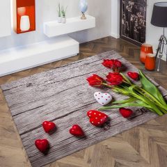 Dot Taban-  3D Kalp Desenli Salon Halısı