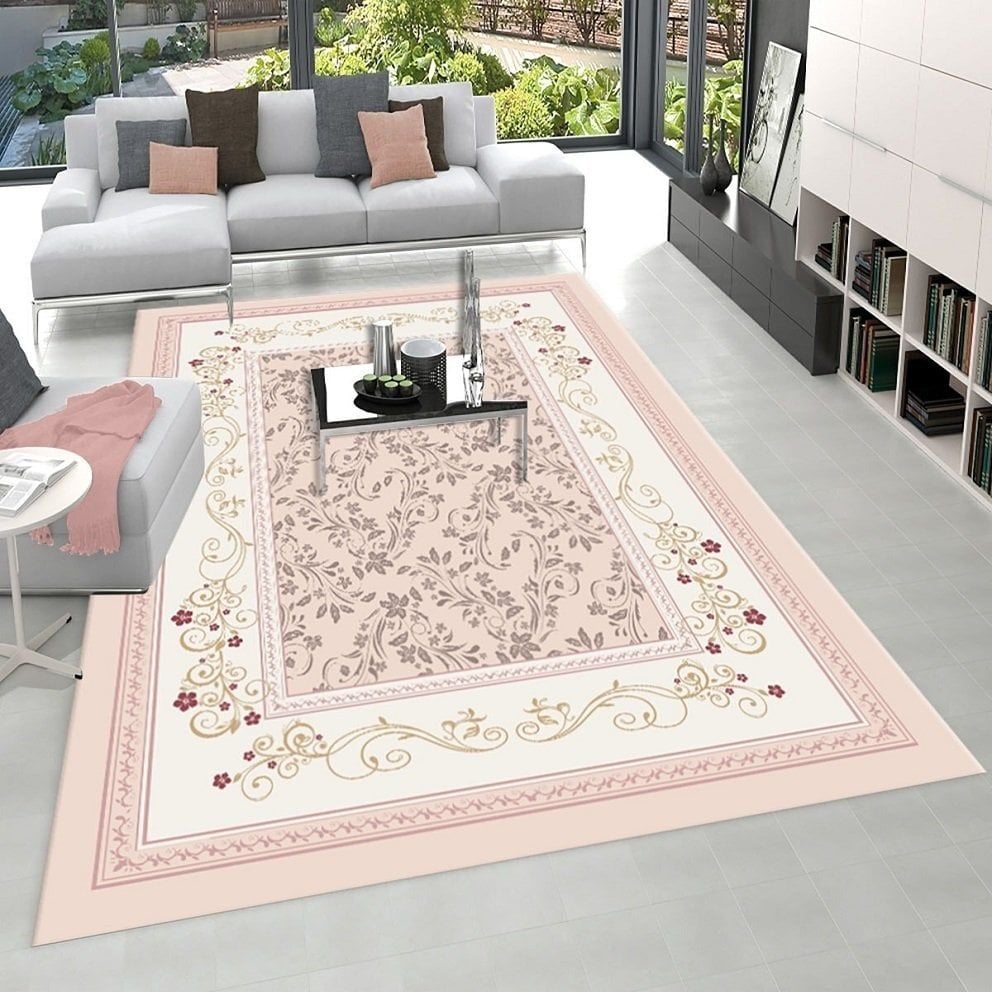 Dot Taban- Modern Pudra Rengi Desenli Salon Halısı