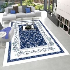 Dot Taban- Modern Lacivert Rengi Desenli Salon Halısı Dod Taban - 160 x 400
