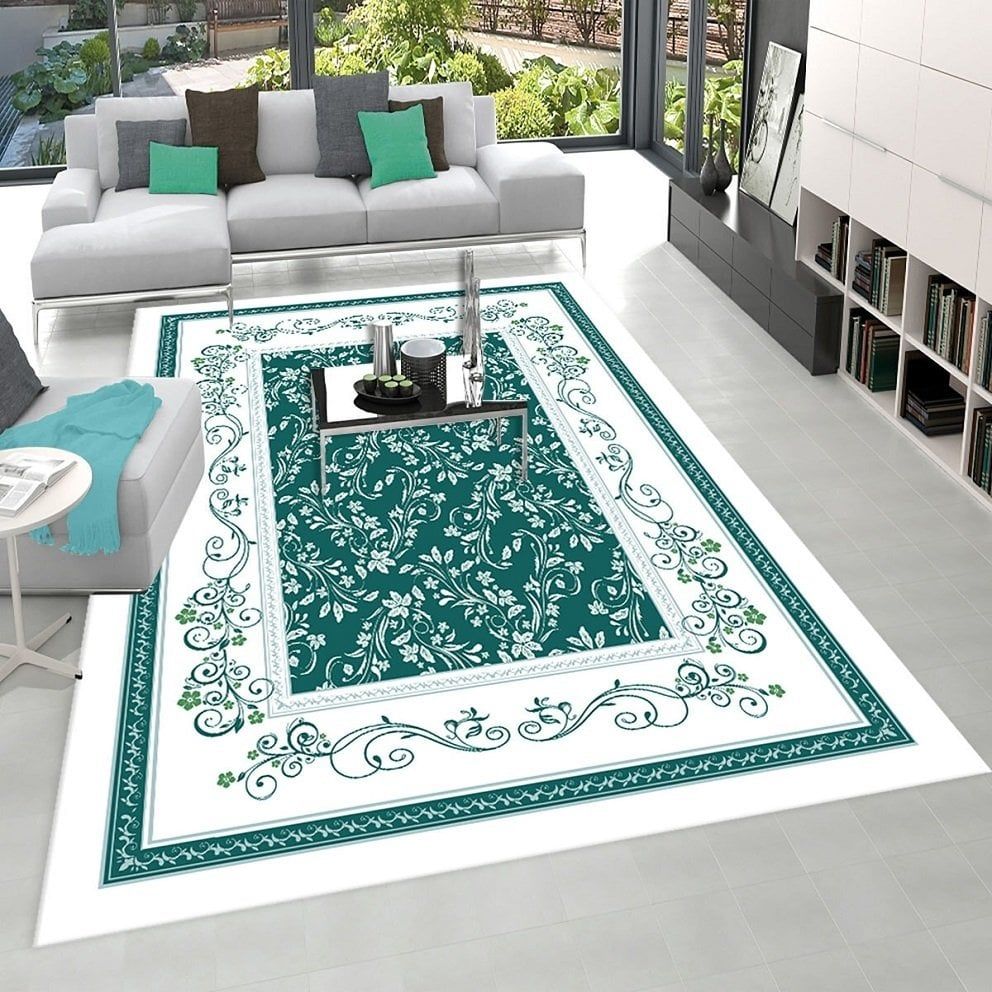 Dot Taban- Modern Petrol Rengi Desenli Salon Halısı