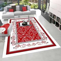 Dot Taban- Modern Kırmızı Rengi Desenli Salon Halısı