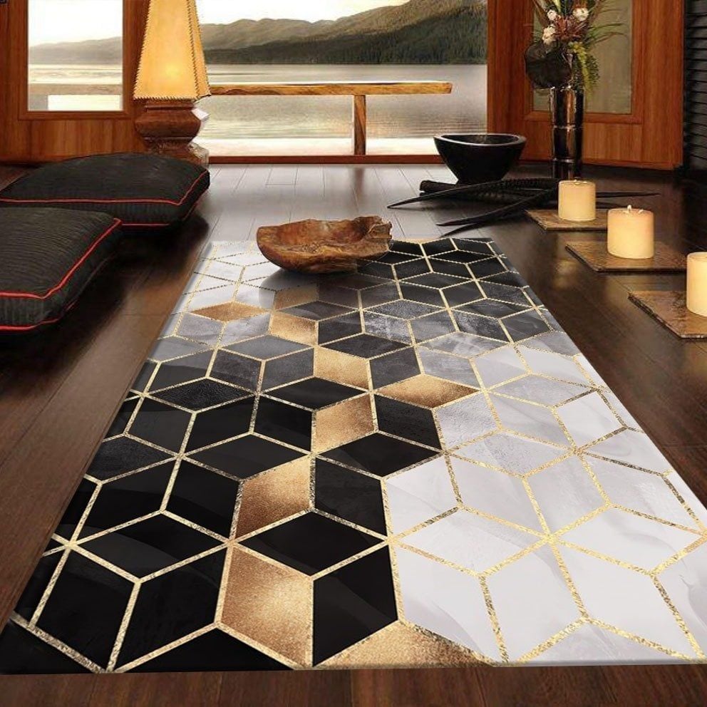 Dot Taban- Risse Halı-Küp Desenli Salon Halısı Dod Taban - 80 x 700