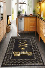 Dot Taban- Gold Mat Renkli Chefs Kitchens Desenli En Güzel Mutfak Halısı