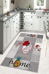 Dot Taban- Gri Siyah Kırmızı Renkli Home Kitchen Desenli Mutfak Halısı