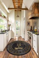 Gold Mat Renkli Yuvarlak Chefs Kitchens Desenli En Güzel Mutfak Halısı